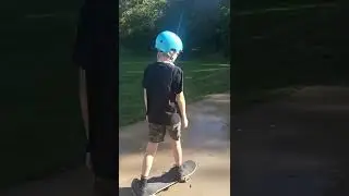 Noah 8 back on board, skateboarding in the wet, rebuilding confidence.