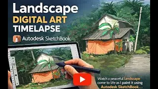 Village House Landscape Digital Art Timelapse| Autodesk SketchBook