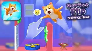 Purrfect Flip: Sleepy Cat Jump - Gameplay Android - Casual mobile game
