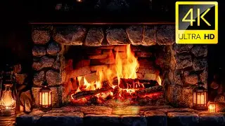 Cozy Night by the Warm Fireplace 6 Hours 🔥Relaxing Christmas Fireplace 4K UHD & Crackling Fire