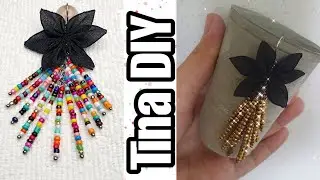 How to make earrings|Organza  ribbon|Czech crystal glass beads|Tutorial|Tina DIY
