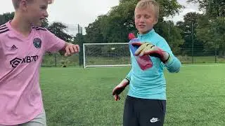Footy challenge with the boys