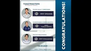 Award Winners for the Best Speaker, Table Topic Speaker & Evaluator on 06th of October 2021 Meeting
