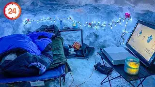 I Spent 24 Hours Camping in a Luxury Snow Fort 🥶