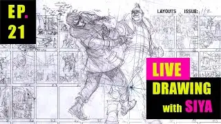PENCILING A COMIC BOOK PAGE FROM LAYOUTS |  LIVE DRAWING with Siya Oum | Episode 21