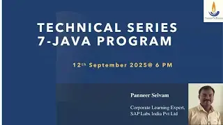FFE Technical Webinar Series 7 | Java Program Basics by Panneer Selvam, SAP Labs India