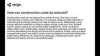 Reducing Construction Costs