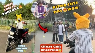 Cute Girl Reaction on Hero Passion Pro | Pikachu Helmet Cover | Market Reaction 1 #cutegirlreaction