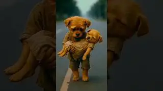 पप्पी और उसकी छोटी बहिन 😭! #ai #cartoon #animation #kids #kidsvideo #puppy #puppies #viral #trending