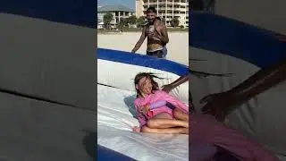 Slow motion water slide! 🛝 😊 ☀️