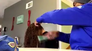 When mom's not home, dad has to do the hair. Uh oh... 