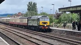Charter Train 1Z82 from Shrewsbury stops at Hereford Railway Station, 24 May 2025.