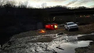 West Virginia Winter River Camping at 28 Degrees