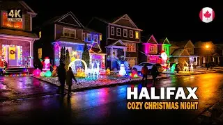 Christmas Lights 4k Walk Canada 2025 | Secret Quiet Halifax Neighbourhood 🎄