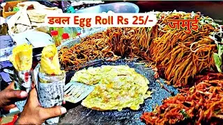 Double Egg Roll Only 25rs😍 In jamui Bhodwan Talab Street food#foodvlog