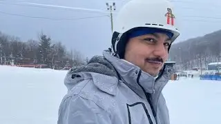 Camp Fortune, Chelsea Quebec. Bunny Hill early season ski practice. Amateur skier. 