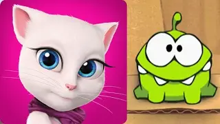 My Talking cat Angela makeover VS My Om Nom - funny gameplay 2017 (iPhone/Android)