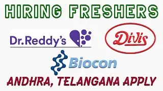 Dr Reddy's, Divis Labs, Biocon Biologics Hiring Freshers | Pharma Job Drives
