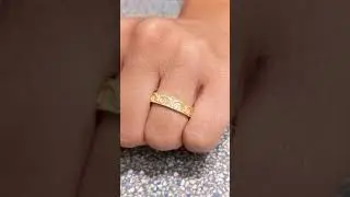 Unique Engraved Wedding Ring, Art Deco Scroll Style Wedding Band, Hand Milgrain Men's Gold Ring 5mm