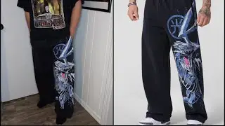 YoungLA x Yu-Gi-Oh! Blue Eyes White Dragon Joggers (try-on)