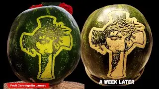 Watermelon Carving: Jesus Portrait Skillfully Carved On A Watermelon
