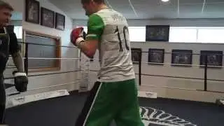 Anthony Upton on the pads with Ricky Hatton