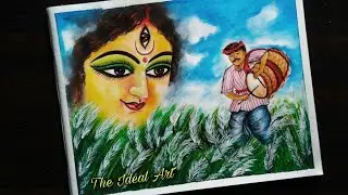 Durga puja special drawing/Oil pastel Maa durga/Durga drawing