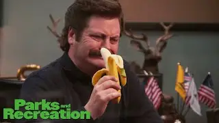 #SHORTS | Ron Swanson Tries To Eat A Banana | Parks & Recreation
