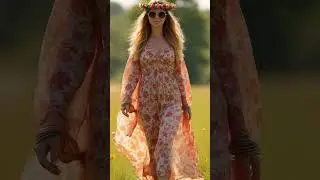 62. Flowing Dress, Blooming Field | A Moment of Peace #shorts #fashion #ai #beauty #flowers #model