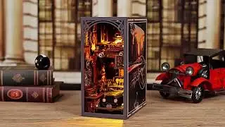 Wooden Puzzle Book Nook with theme Car Museum #booknook #diycraft #diyhomedecor #bookends #diycraft
