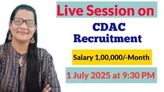 CDAC RECRUITMENT|SALARY 1 LAKH PER MONTH|FULL DETAILS|Job 2025 |BTech|MCA|Mtech|LIVE