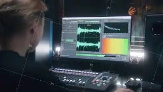 Female audio engineer uses DAW software on computer