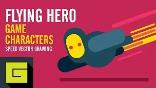 Speed Drawing, How to draw Game Character, Flying Hero, Adobe Illustrator Tutorial