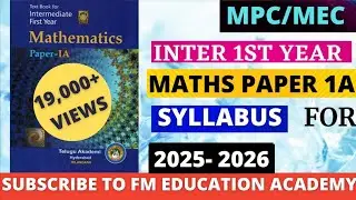 MATHS 1A TS INTER 1ST YEAR TEXT BOOK AND SYLLABUS (2025-2026)