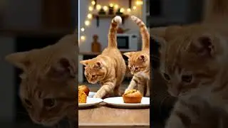 Mama Cat & Kitten Bake Carrot Cake 🍰 &ndash; Cute Cats Cooking Challenge! #cat   #catchef  #cutecats