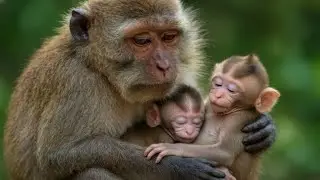 Tender Moments Between a Baby Monkey and Its Mother