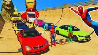 SUPER CARS AND SPIDER-MAN'S ULTIMATE RAMP CHALLENGES! E.P 2🚗🎢 | GTA V