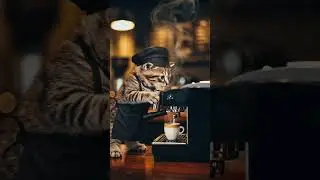 A cat making coffee #shorts #viral #cat #foryou