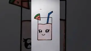 How to Draw a Cute Glass of Juice /Watermelon Drink for Kids Step by Step #trending #drawingforkids