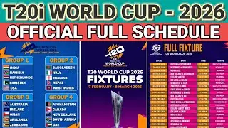 Icc Men's T20i World Cup 2026 Full & Final Schedule 🚨 T20 World Cup 2026 Schedule 😍 T20i WC 2026