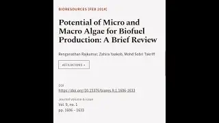 Potential of Micro and Macro Algae for Biofuel Production: A Brief Review | RTCL.TV