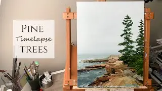 Oil Painting Pine Trees | 5-Minute Time-Lapse