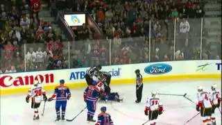 NHL Theo Peckham vs Tim Jackman 10/07/10