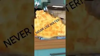 NEVER Put Water on a Grease Fire! 😱💥 #shorts #animation #safety #greasefire #pixarstyle #education