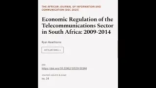 Economic Regulation of the Telecommunications Sector in South Africa: 2009-2014 | RTCL.TV