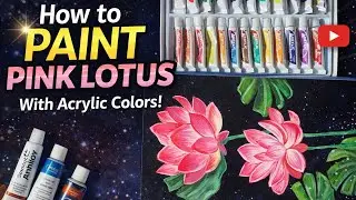 How to paint pink Lotus flower with acrylic paints #painting #youtubevideo #art #acrylicpainting