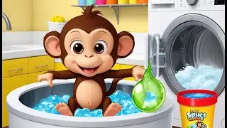 Обезьянка качается на качелях