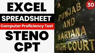 Spreadsheet Test Punjab and Haryana High Court | High Court Steno CPT | Excel Tutorial