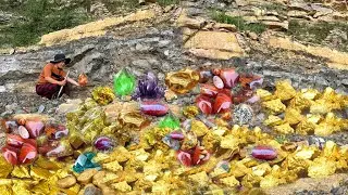 Great Finding Natural Gold, Diamond Amethyst. Diamonds, Quartz Crystal at the gold zone
