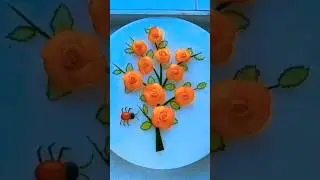how to make a beautiful carving rose  flower no carrot  and  cocomber 🥗 decoration biginar #shorts